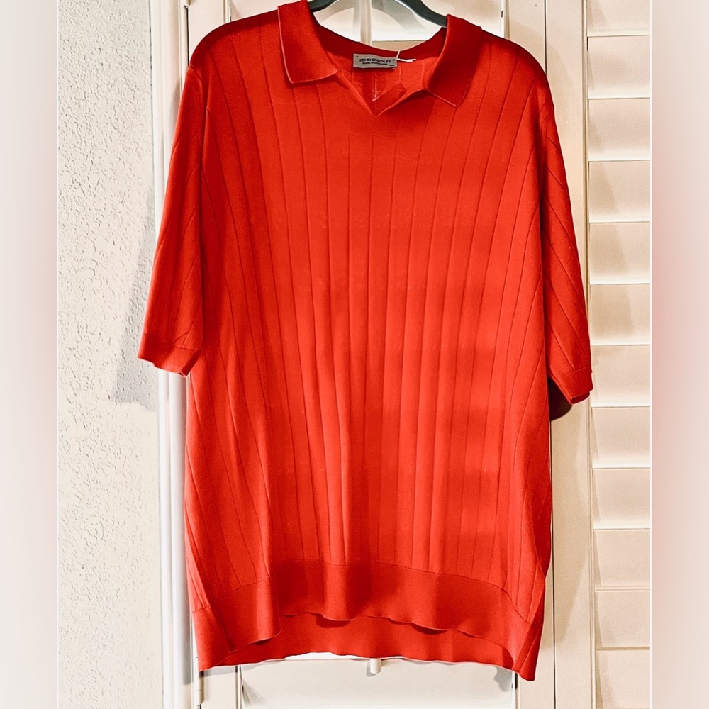 NWT - JOHN SMEDLEY Sundown Orange Ribbed Shirt - Picture 6 of 6